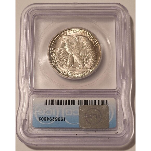 1945 D Walking Liberty Half Dollar Unc MS65+ Toning - Picture 2 of 4